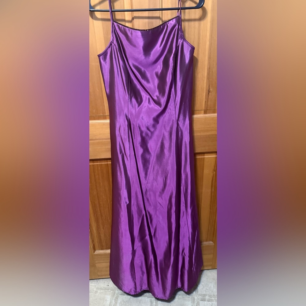 Jessica McClintock Gunne Sax Millennium 2000 Purple Satin Maxi Slip Dress
